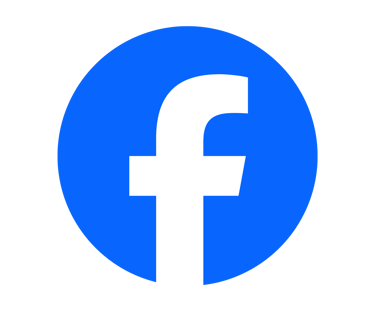 Facebook social media icon featuring a white lowercase f on a blue circular background.