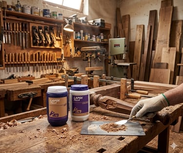 Lapox Fillo epoxy resin and hardener for wood