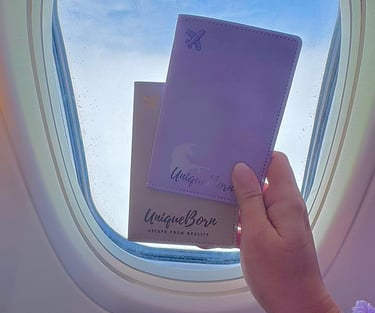 a person holding a passport and a passport case