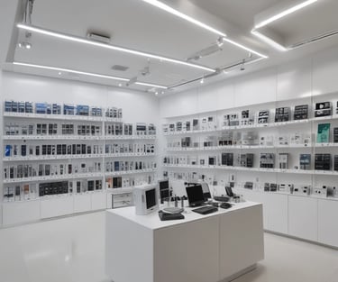 a man riding a skateboard down a street next to tall buildings