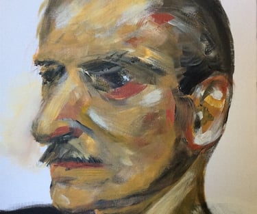 Acrylic on canvas portrait 2016, 30cm x 30cm, Awarded Special Recognition by LightSpaceTime