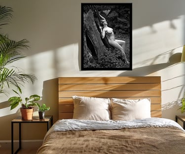 Framed image over the bed