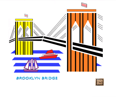 BROOKLYN BRIDGE richWOODart.com straight line art 