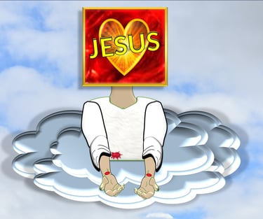Jesus ascending into the clouds designed by Debbie Dunn using PowerPoint & Paint.