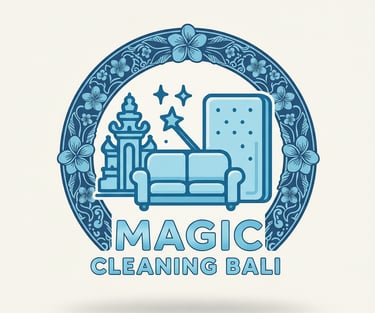 a couch with a magic cleaning ball on it