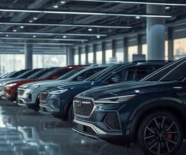 SUVs compactos e médios alinhados em concessionária, destacando a preferência do mercado para 2026.