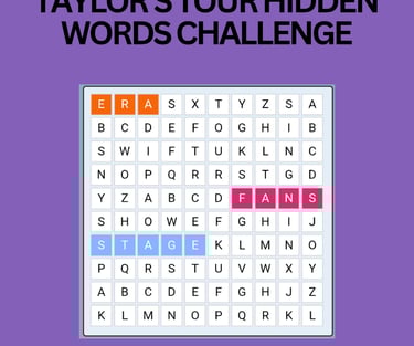 Taylor's Tour Hidden Word Search 