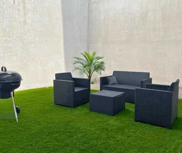 Outdoor seating area for professional accommodation during work stays
