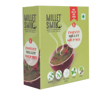 a box of millet of millet soup with a spoon