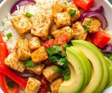 a bowl of food with avocado, avocado, and avoca