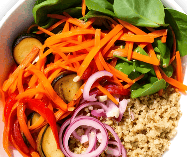 a bowl of food with vegetables and vegetables