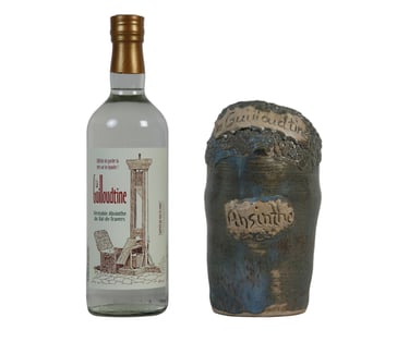 Pot en grès de l'absintherie Guilloud du val de travers Coffret avec bouteille possible