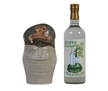 Pot en grès de l'absintherie Guilloud du val de travers Coffret avec bouteille possible
