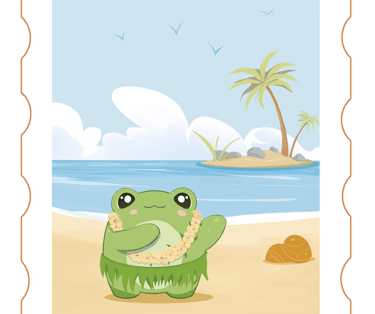Stickers timbre grenouille kawaii