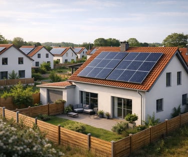 Modern suburban solar panel installations for sustainable home energy.