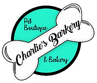 Charley's Barkery Pet Boutique - A Dog Bone in Front of a Aqua Background