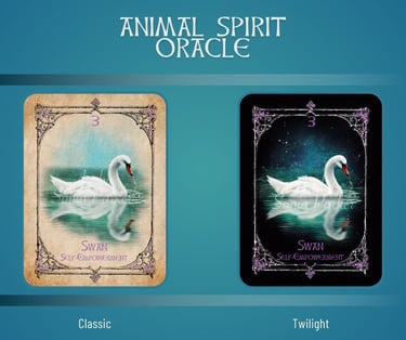 Animal Spirit Oracle deck comparison showing two Swan cards side by side.