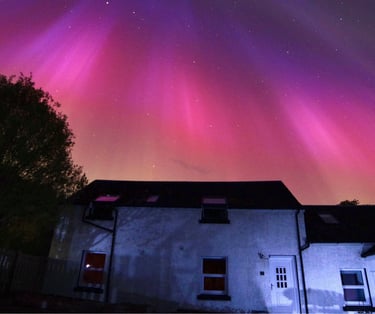 Aurora in the sky above the Old Barn