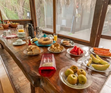 Typical breakfast at Berço Pantaneiro Lodge