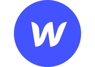 a blue and white logo with the letter W