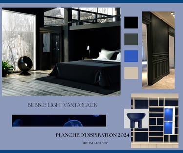 palette de  tendance 2024 contraste black & blue