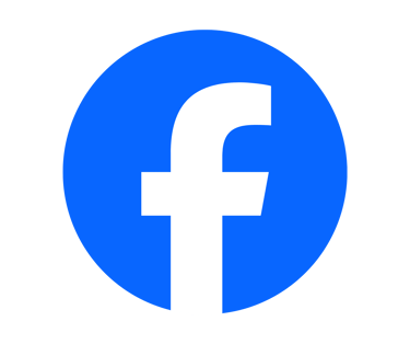 Facebook social media icon featuring a white lowercase f on a blue circular background.