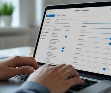 Setting up affiliate campaign with flexible commission structures and tracking tools