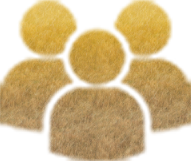 a group of people with a yellow and white background