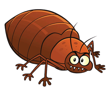 an evil looking animated bed bug
