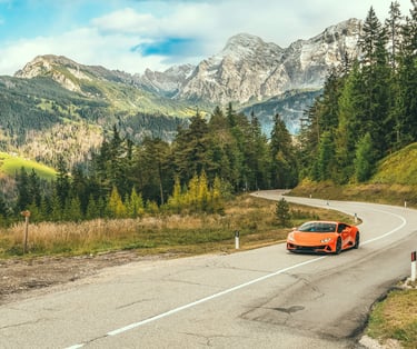 Lamborghini driving in the forest