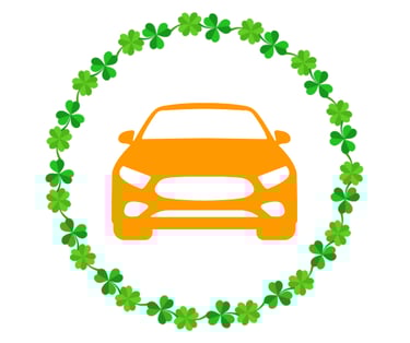 Car icon inside of clover border