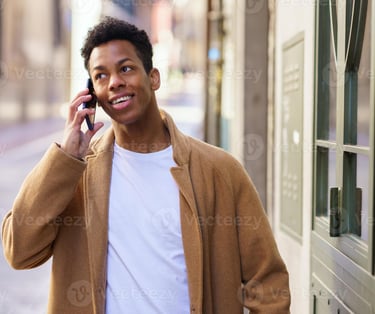 man booking on the phone