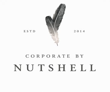Corporate by Nutshell brand logo featuring two feathers and established date 2014.