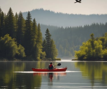 Spacious living area with rustic wooden beams and a stone fireplace.
