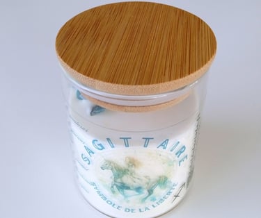 Sagittarius zodiac sign candle with decan stone