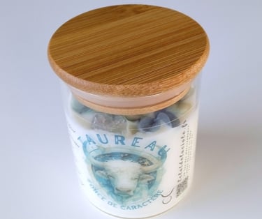 Taurus zodiac sign candle with decan stone