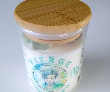 Virgo zodiac sign candle with decan stone