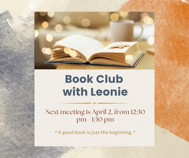 Book Club with Leonie is meeting this week, April 2nd
