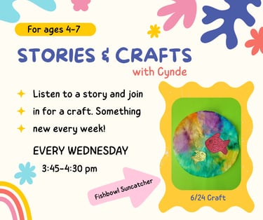 Stories & Crafts with Cynde this Wednesday!