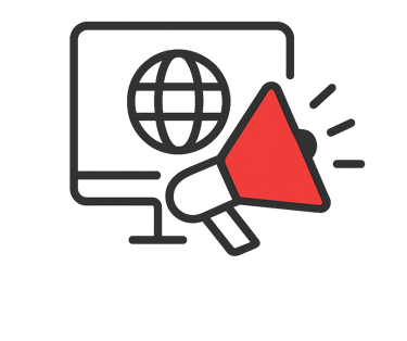 a red and black icon with a red arrow pointing to a red arrow
