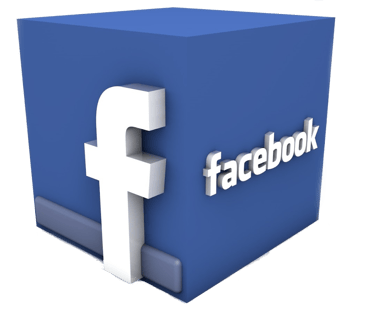 a facebook logo on a blue box with a white background
