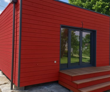 simulation de peinture exterieur sur bois sapin rouge naturel