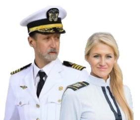 Captain Vance and First Mate Gina, your cruise travel experts at Captain Vance Voyages.