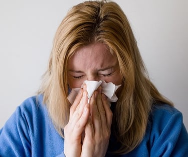 woman with allergy from household dust