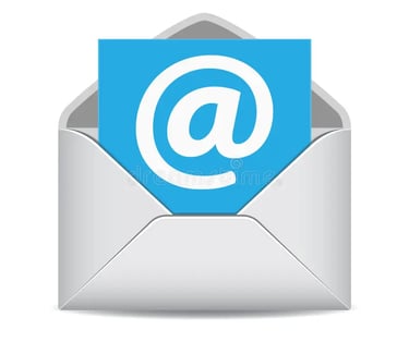 an email envelope with a blue envelope and a white envelope