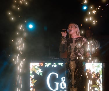 International wedding vocalist singing at a luxury destination wedding in Italy