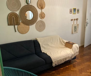 a couch with a blanket on it