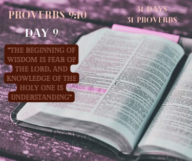 An open Bible displays Proverbs 9:10