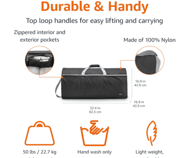 a Amazon duffel bag with zipper