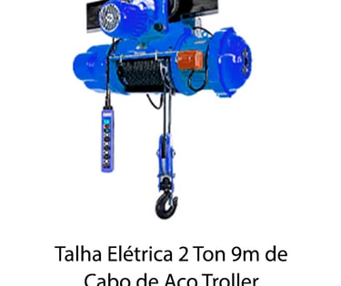 Talha Elétrica 2 Ton 9m de Cabo de Aço Troller 220-380v 60hz